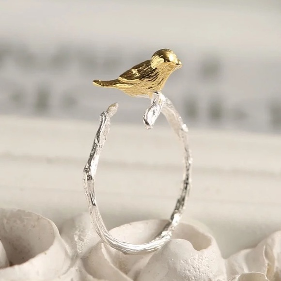 “Morning Companion” Bird Tree Branch Nature Ring - Picture 2 of 12